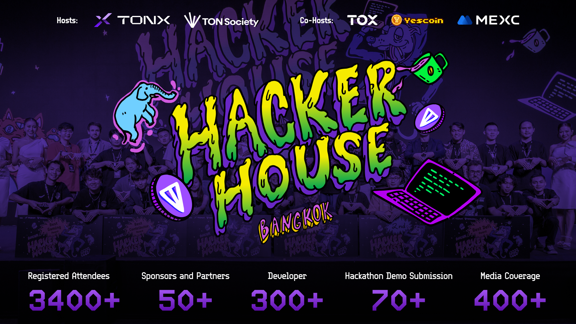 PTON Hacker House Bangkok Draws 300+ Global Developers and 70+ Demo Submissions, Highlight the TON Ecosystem at Devcon Thailand, Powered by TONXR